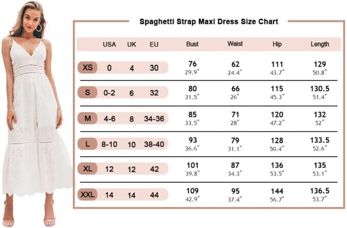 BerryGo Women's Embroidery Pearl Button Down Dress V Neck Spaghetti Strap Maxi Dress – Bild 6