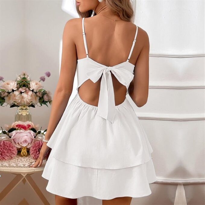 Women's Backless Bow Tie Short Dress Summer Models Sexy Halter Dresses – Bild 2
