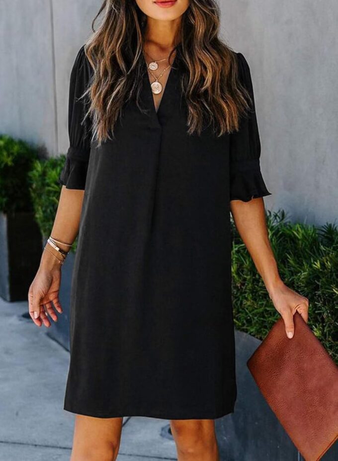 JOCAFIYE Womens Casual Dresses Short Sleeve V-Neck Dress Shift Dress Summer Dresses for Women 2025 – Bild 5