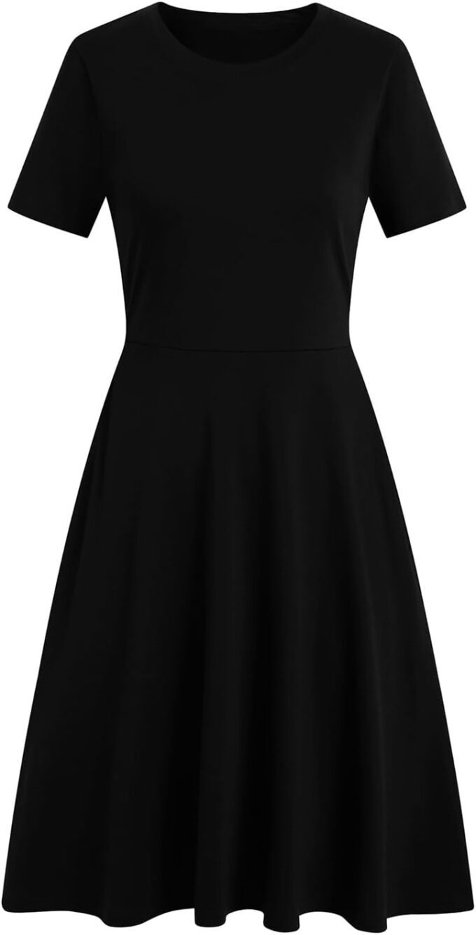 Damen 2024 Fit and Flare Kleid Sommer Casual Elegant Vintage Blumendruck Arbeit Party A-Linie Kleid mit Taschen 162 – Bild 3