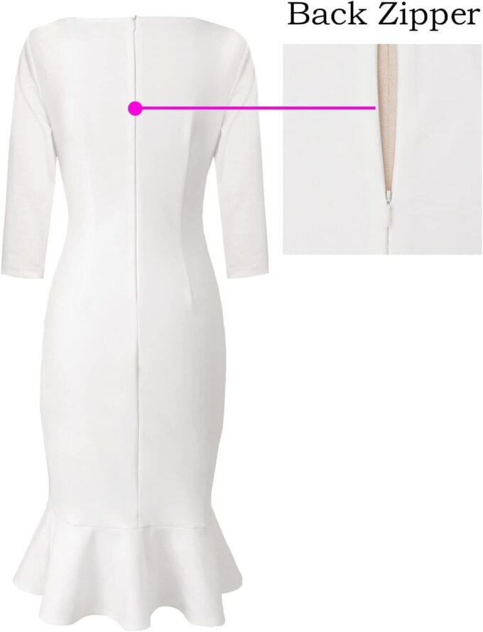 VFSHOW Damen Elegant Vintage Cocktail Party Meerjungfrau Midikleid Mitte Wade – Bild 5