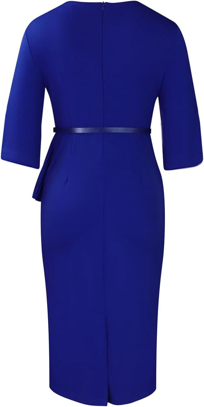 Business Casual Kleid für Damen, Eleganz, Kirchenkleider, Midi, figurbetont, Bleistiftkleid, Büro, bescheidene Arbeit, Anzug, Outfits – Bild 8