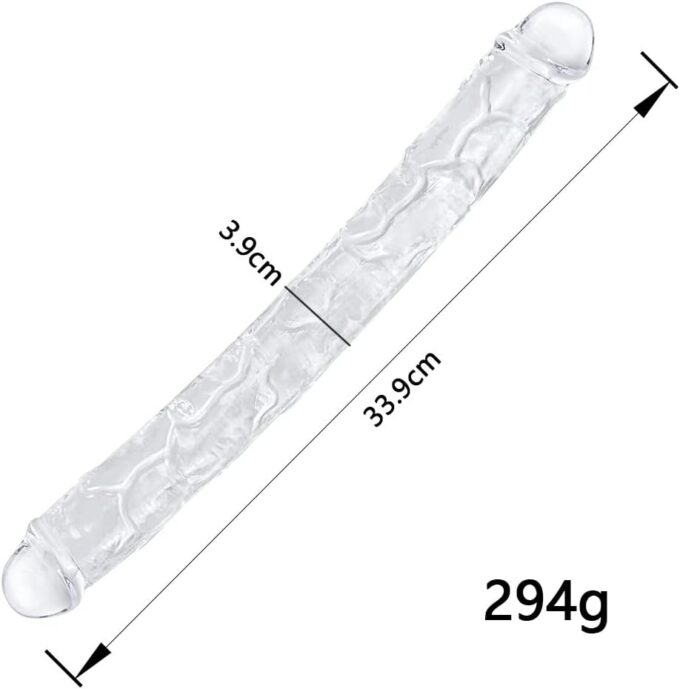 34cm doppeldildo realistischer Dildo flexibler klarer Gelee-Dildos langer Dong für doppelseitige lesbische Anal/G-Punkt-Stimulator Sexspielzeug für Frauen Männer Paare – Bild 2