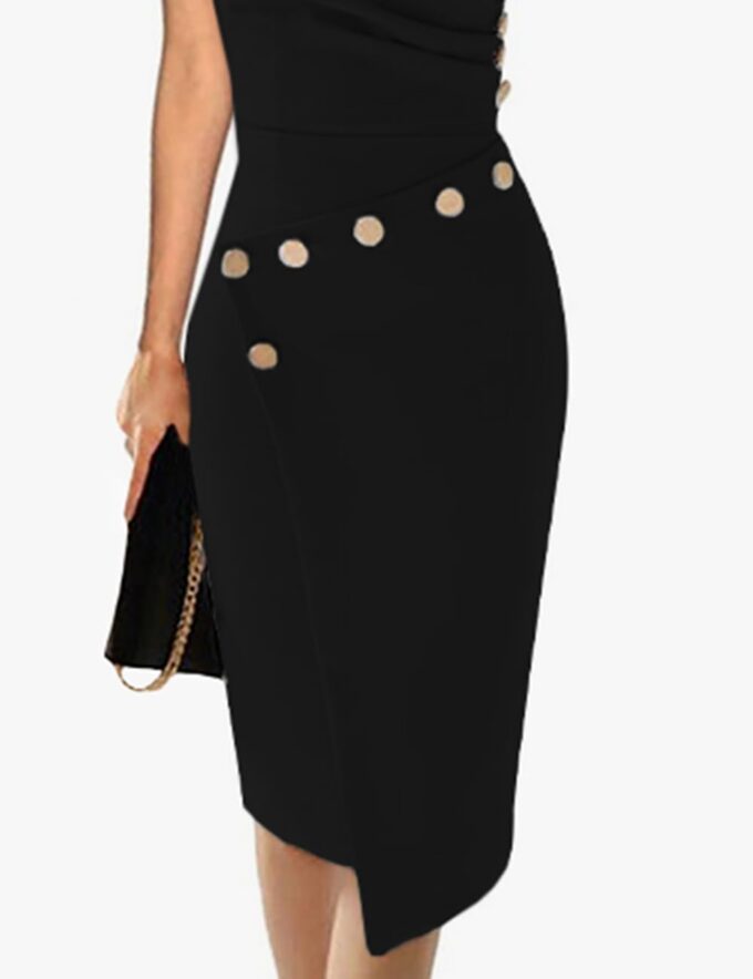 Lrady Women's Casual Work Short Sleeve Bodycon Cocktail Party Pencil Midi Dress – Bild 4