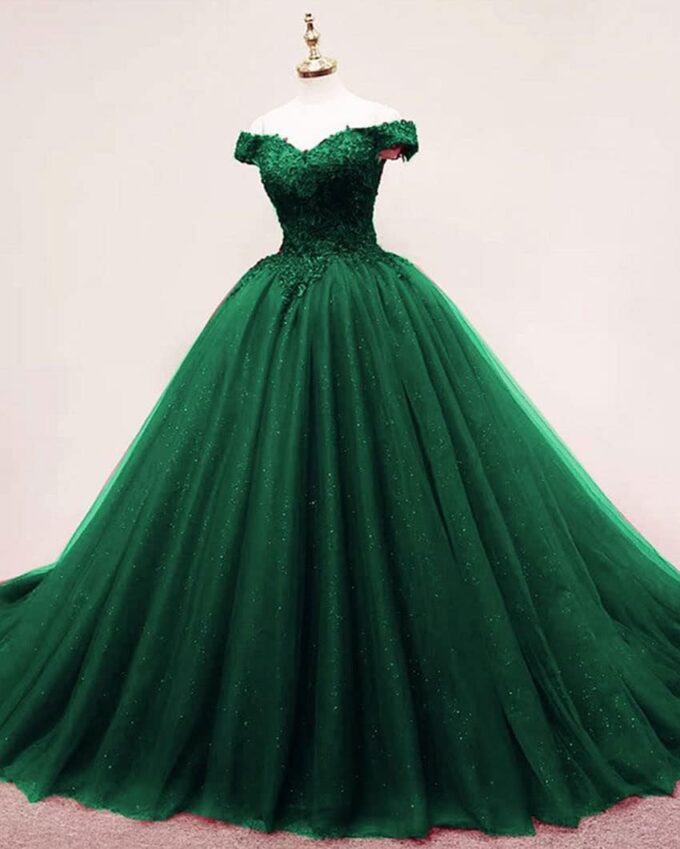 JAEDEN Quinceanera Kleider Damen Prinzessin Ballkleider A-Linie Lang Abiballkleider Tüll Cinderella Abschluss Kleid – Bild 4