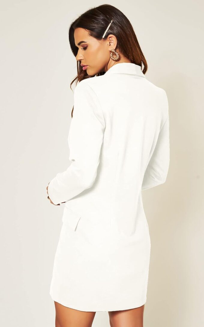 UNIQUE21 Asymmetrisches Damen-Blazerkleid mit Fleckenreihen – elegantes Damen-Blazerkleid für Arbeit, Büro, Veranstaltungen, Blazerkleider – Bild 4