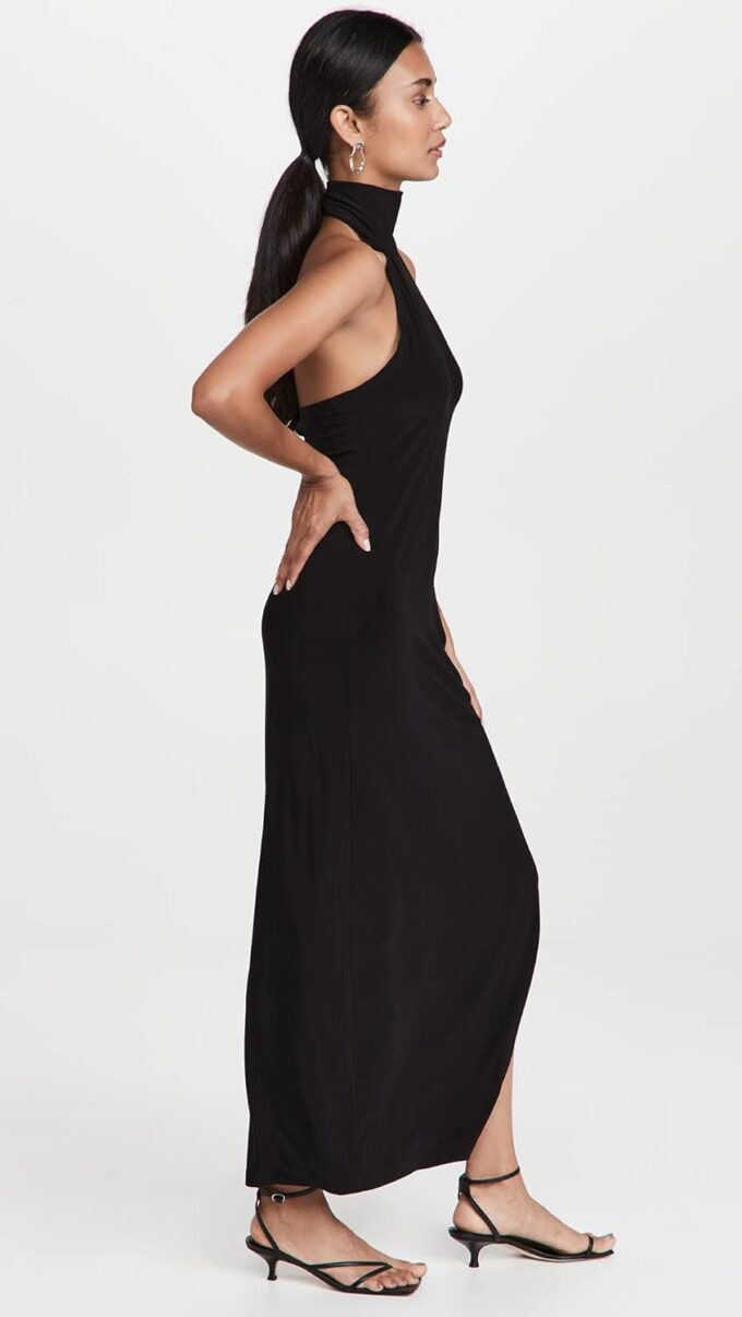 Norma Kamali Women's Halter Turtle Side Slit Gown – Bild 4