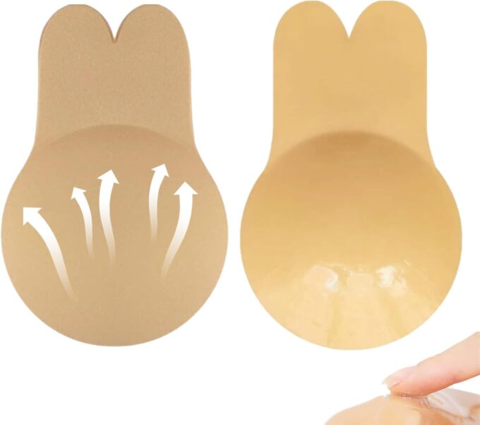 Lnmyic Klebe BH Push up Klebe-BHS Rückenfrei Trägerloser BH Kommen Wiederverwendbare Unsichtbar Silikon Haut Freundlich Selbstklebend,für Brautkleid Damen Rückenfreie Kleider