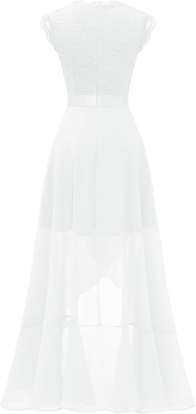 Dressystar Damen Elegant Abendkleider Hochzeit V-Ausschnitt Cocktailkleid Maxi Lang Brautkleid Standesamt Weiß S – Bild 4