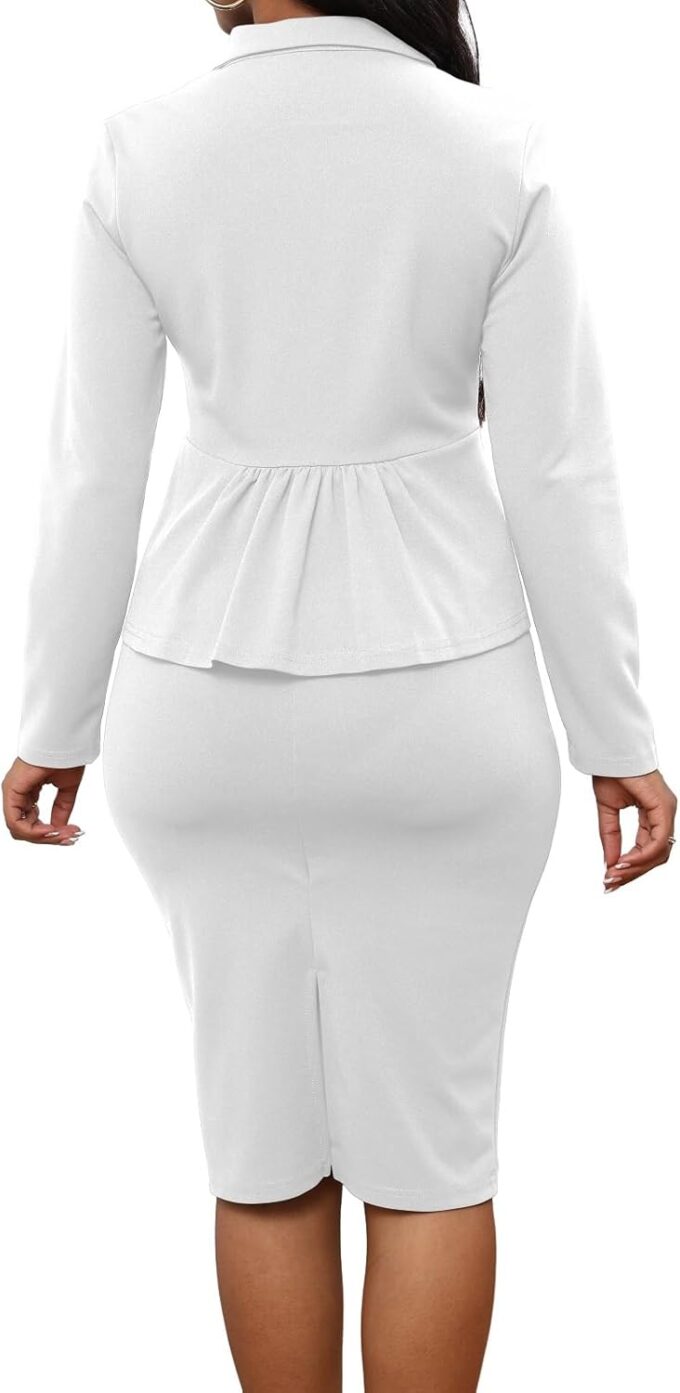 Oxgmoky Damen-Jumpsuits, elegant, Business, V-Ausschnitt, Reißverschluss, lange Ärmel, sexy Riemen, gerade, lange Hose, Strampler mit Taschen – Bild 2
