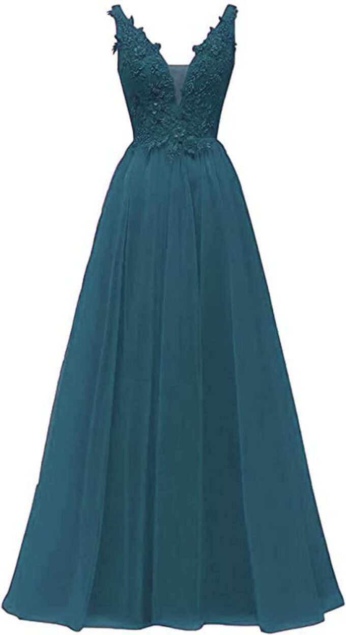 CLLA dress Damen Abendkleider V-Ausschnitt Ballkleid Elegant für Hochzeit Appliques Brautkleid Lang Brautjungfernkleider