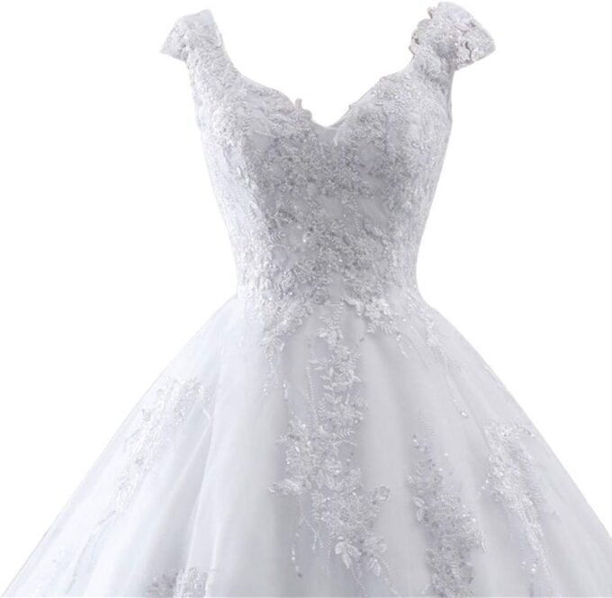 TAIGUHUI Brautkleid Lange Prinzessin Braut Tüll, Weiß, 38 – Bild 3