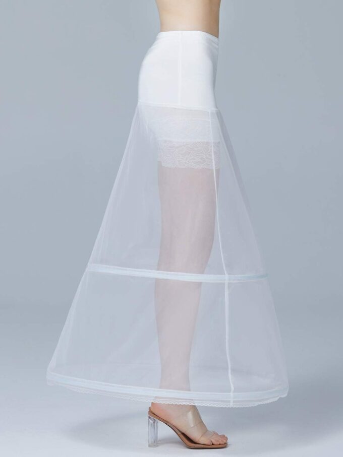 BEAUTELICATE Petticoat Unterröcke Reifrock Damen Rockabilly A Linie Lang für Hochzeit Brautkleid Abendlieid Weiß – Bild 2