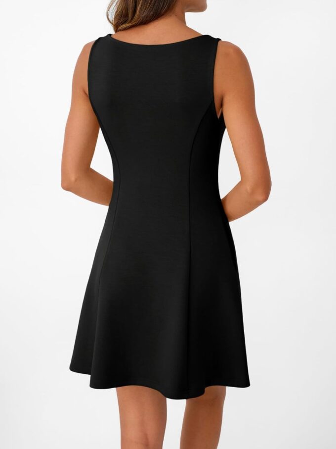 LILLUSORY Women's A-Line Boat Neck Flowy Mini Dress Summer 2025 Going Out Party Club Vacation Sleeveless Tank Dresses – Bild 4