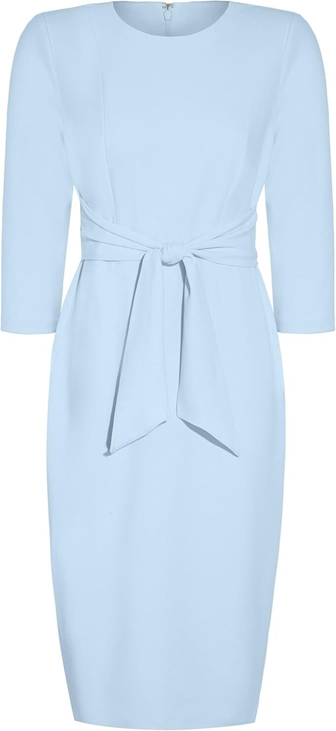 Adrianna Papell Damen - Cocktailkleid - Knit Crepe Tie Waist Sheath – Bild 4