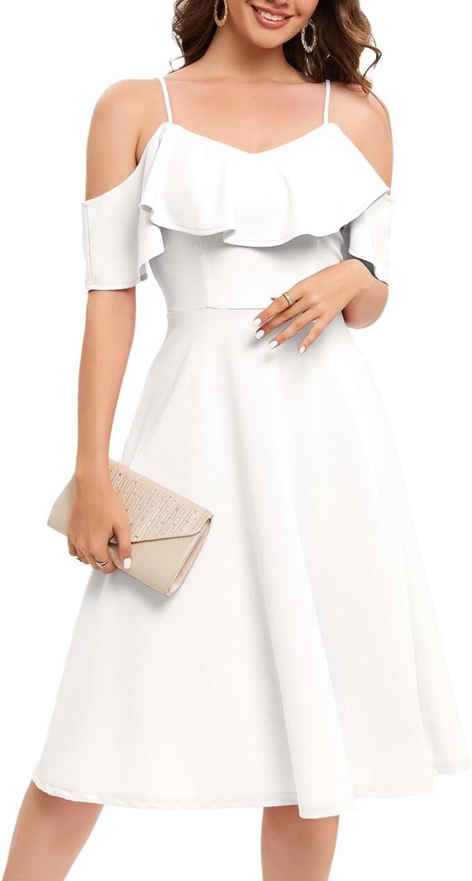 Bbonlinedress Kleid Damen Schulterfrei elegant Trägerkleid festliches Party Cocktailkleid