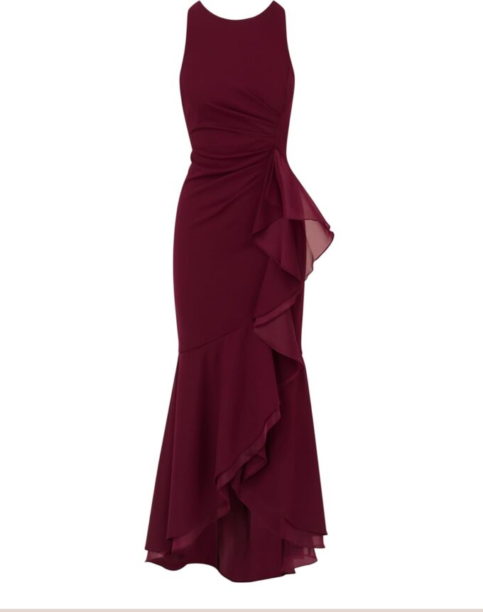 Adrianna Papell Women's Ruffle Crepe Halter Gown – Bild 5