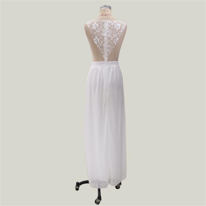 Prinzessin Trauung Kleid Damen Brautkleider A-Linie Lang Spitzen Hochzeitskleider mit Ärmel Standesamtliche Brautkleid Damen Lang Schlichte Brautmode Tüll V-Ausschnitt – Bild 3