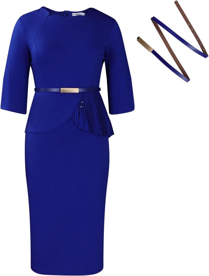 Business Casual Kleid für Damen, Eleganz, Kirchenkleider, Midi, figurbetont, Bleistiftkleid, Büro, bescheidene Arbeit, Anzug, Outfits – Bild 7