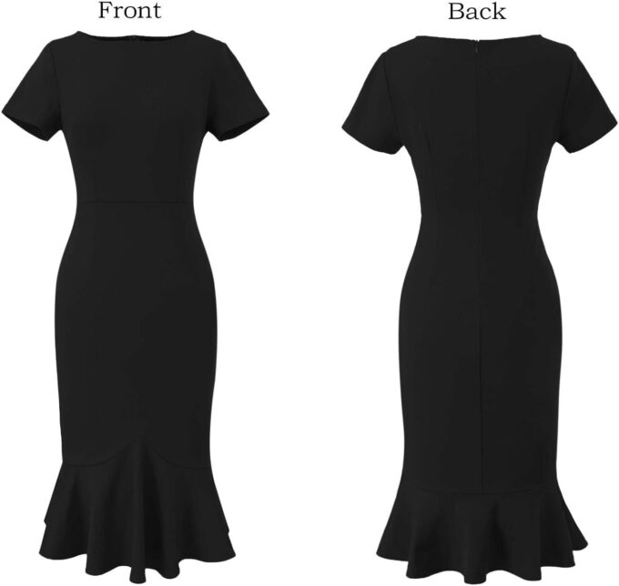 VFSHOW Damen Elegant Vintage Cocktail Party Meerjungfrau Midikleid Mitte Wade – Bild 5