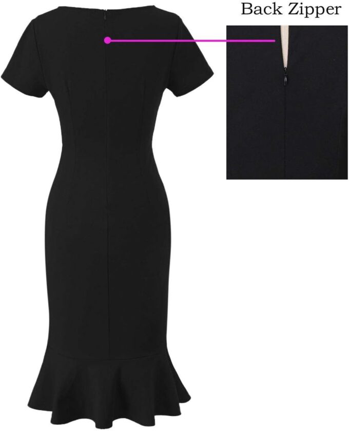VFSHOW Damen Elegant Vintage Cocktail Party Meerjungfrau Midikleid Mitte Wade – Bild 6