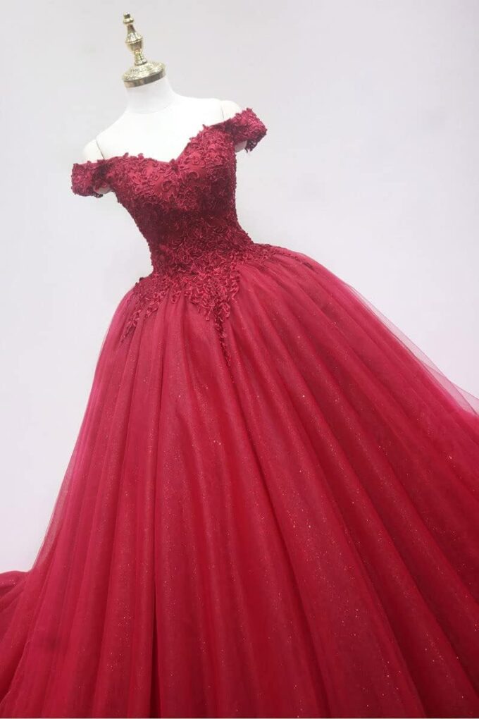 JAEDEN Quinceanera Kleider Damen Prinzessin Ballkleider A-Linie Lang Abiballkleider Tüll Cinderella Abschluss Kleid – Bild 3