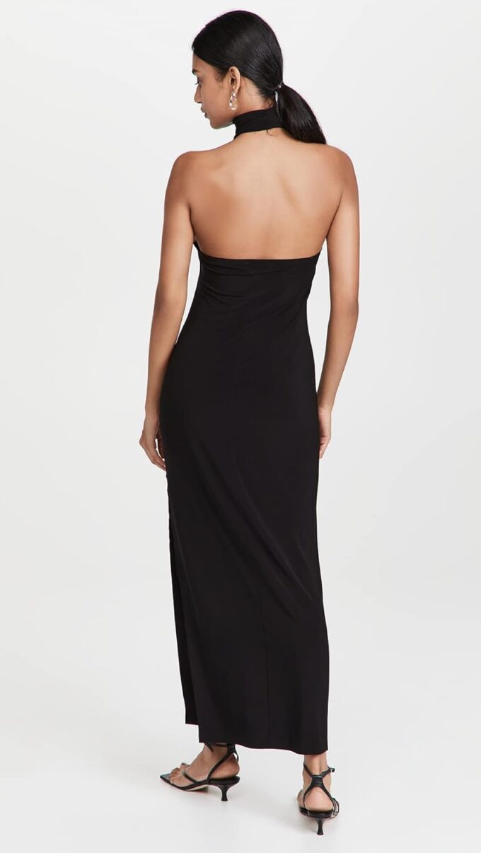 Norma Kamali Women's Halter Turtle Side Slit Gown – Bild 3