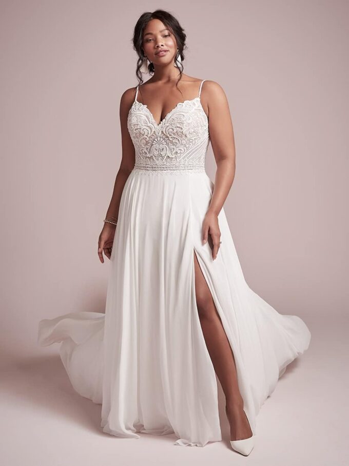 ZOOYYUE Brautkleider Hochzeitskleider Spaghetti-Träger - Lang Chiffon Standesamtkleider Spitze Prinzessin Brautkleid A-Linie – Bild 3
