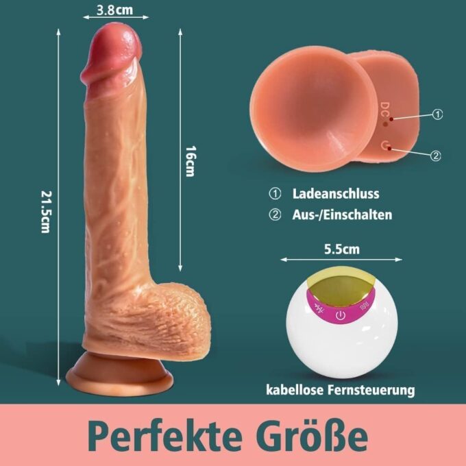 Klassische Dildos mit APP für Frauen Leise Schnelle Schub 8 Teleskop und Vibration, 22cm Vibrator Groß Anal Dildos XXL Penis G-Punkt Vibratoren mit Saugnapf Sexspielzeug Eichel 360° Rotierender – Bild 4
