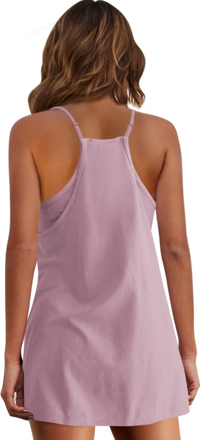 Panadila Womens Summer Sleeveless Mini Dress V Neck Spaghetti Strap Sundress Athletic Short Dress with Pockets – Bild 4