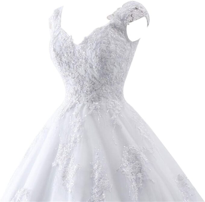 TAIGUHUI Brautkleid Lange Prinzessin Braut Tüll, Weiß, 38 – Bild 4