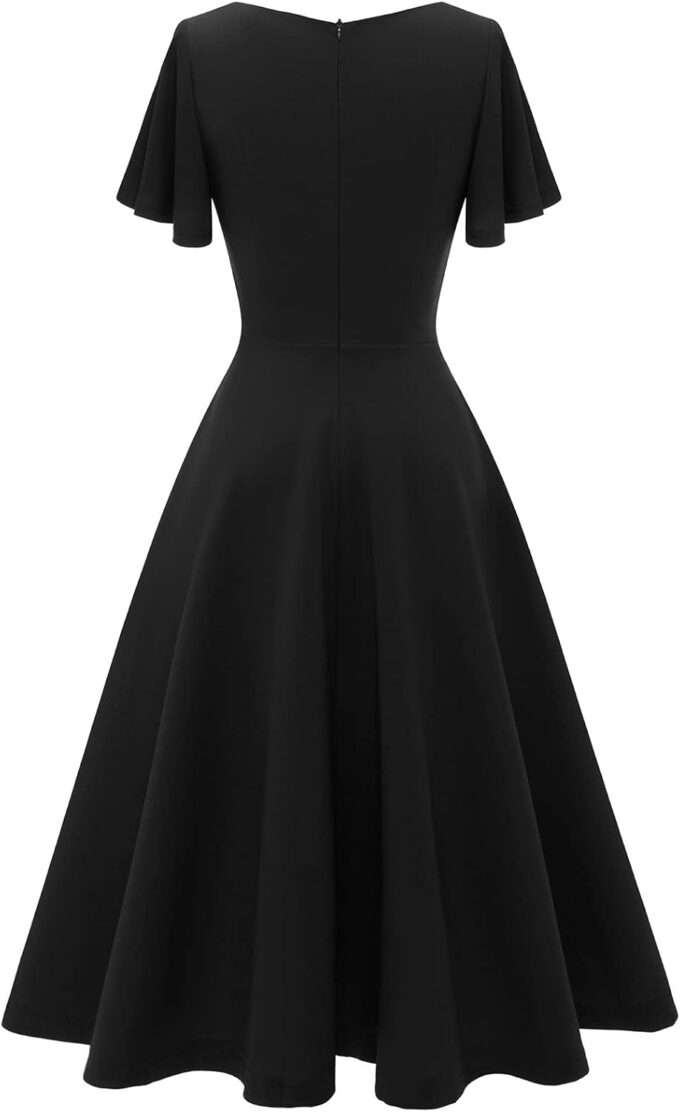 HomRain Wedding Guest Dresses for Women Vintage Short Sleeves Casual Fit and Flare Cocktail Formal Dress for Tea Party – Bild 3