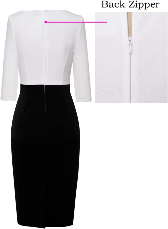 VFSHOW Elegantes Damenkleid mit Reißverschluss, figurbetont, für Arbeit, Büro, Büro – Bild 5