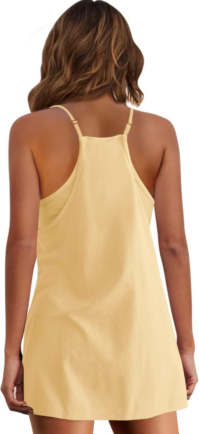 Panadila Womens Summer Sleeveless Mini Dress V Neck Spaghetti Strap Sundress Athletic Short Dress with Pockets – Bild 4