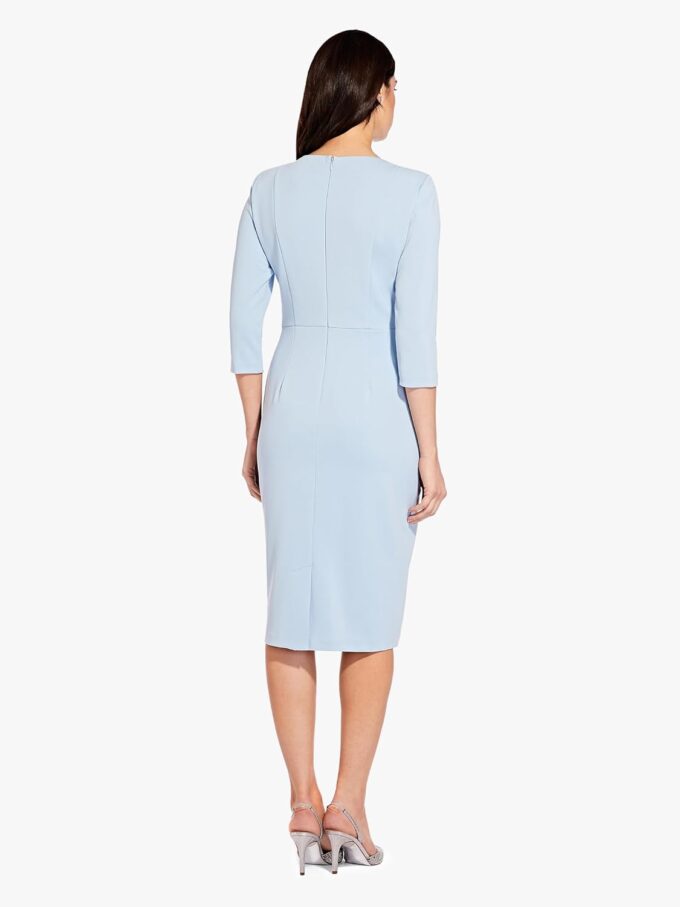 Adrianna Papell Damen - Cocktailkleid - Knit Crepe Tie Waist Sheath - Arbeit, Hochzeit, Abendessen – Bild 5