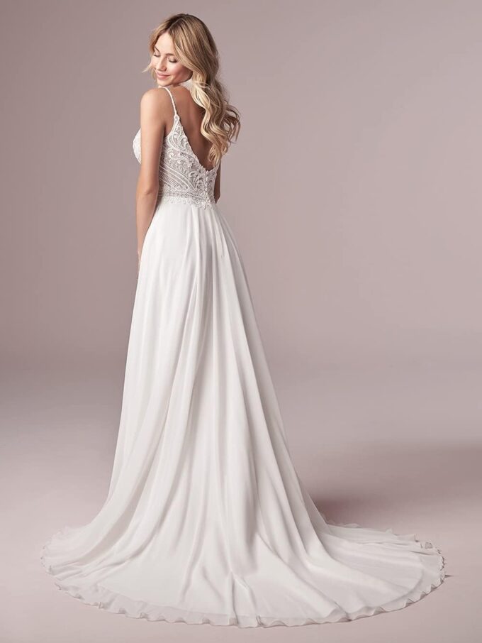 ZOOYYUE Brautkleider Hochzeitskleider Spaghetti-Träger - Lang Chiffon Standesamtkleider Spitze Prinzessin Brautkleid A-Linie – Bild 2