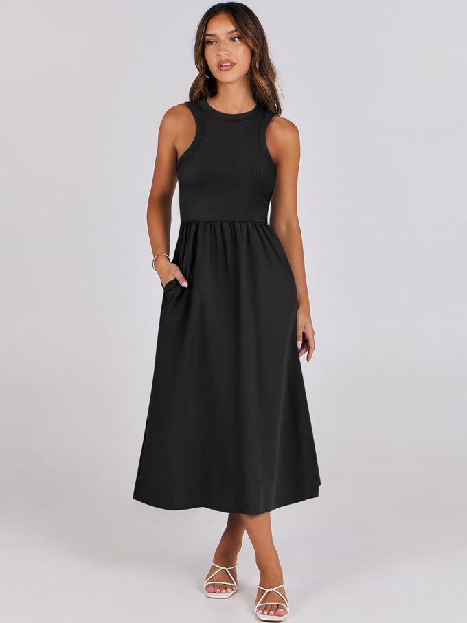 ANRABESS Womens 2025 Summer Casual Maxi Dress A line Tiered Flowy Short Sleeve Crewneck T Shirt Beach Travel Long Dresses – Bild 3