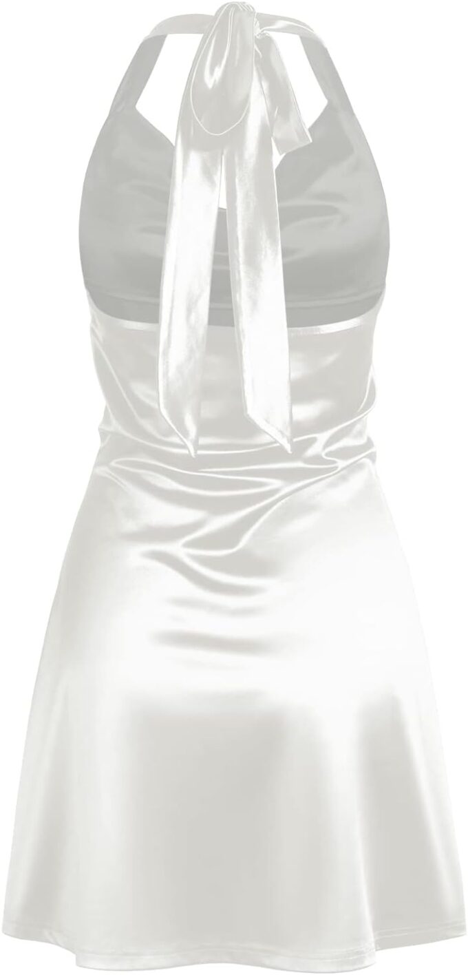 ZAFUL Women Halterneck Satin Mini Dress Sexy Cowl Neck Silky Party Cocktail Club Dress – Bild 2