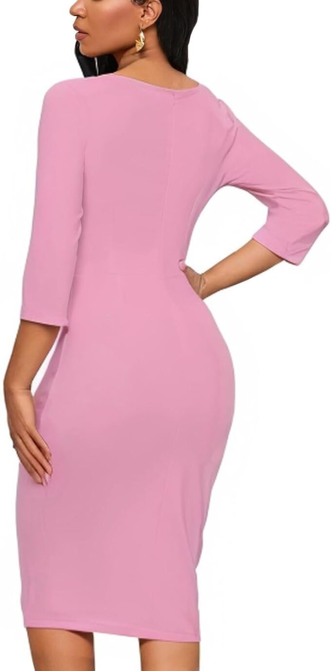 Yajedo Damen Sexy V-Ausschnitt Hemdkleid Reverskragen Button Down Loose Casual Midi Kleider – Bild 5