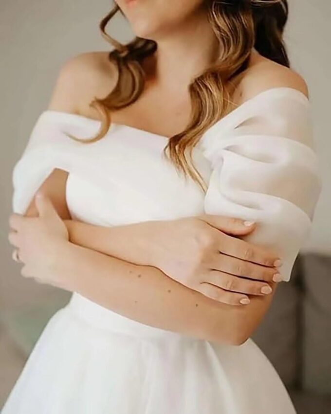 Schulterfreies Tüll-Abschlussballkleid Quinceañera-Kleid A-Linie Langes Ballkleid Puffy Hochzeitskleider – Bild 3