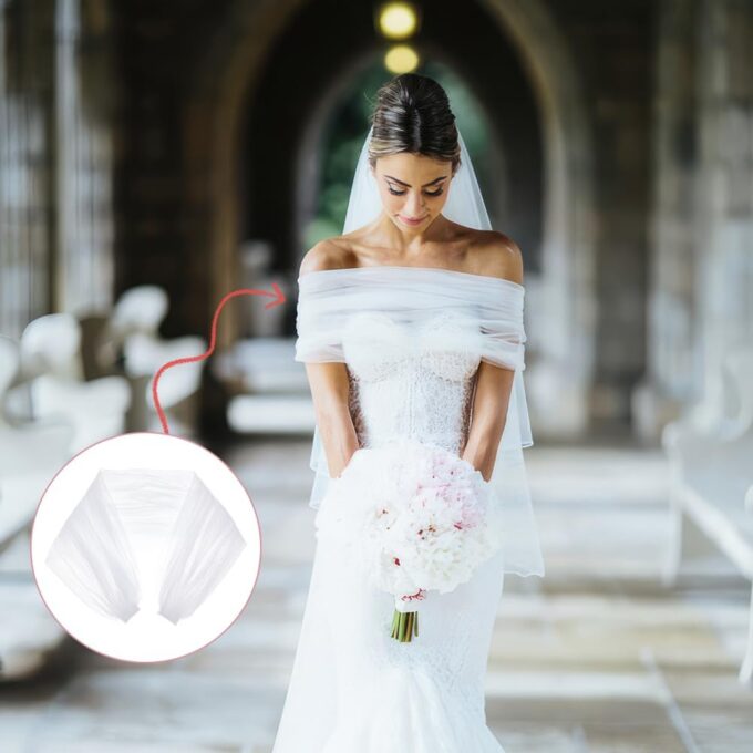 BENECREAT Abnehmbarer Tüllschal, 90cm Weiße Spitze Brautkleider Tüllärmel Durchsichtige Puffärmel Umhänge Überzug Accessoire Für Hochzeit, Kostüm, Formelle Party Abschlussball – Bild 6