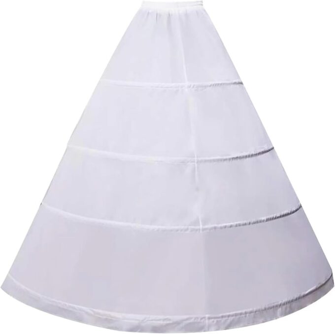 KALUROIL Reifrock Brautkleid - Damen 4 Reifen Petticoats A-Linie Bodenlang Unterrock Crinoline für Hochzeit Ballkleid Weiß