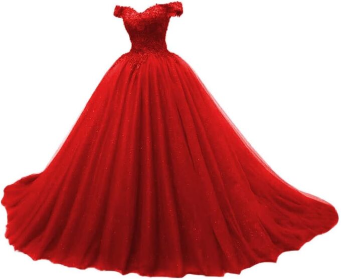 JAEDEN Quinceanera Kleider Damen Prinzessin Ballkleider A-Linie Lang Abiballkleider Tüll Cinderella Abschluss Kleid