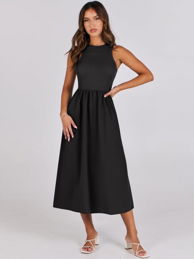 ANRABESS Womens 2025 Summer Casual Maxi Dress A line Tiered Flowy Short Sleeve Crewneck T Shirt Beach Travel Long Dresses – Bild 2