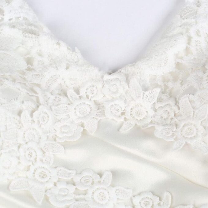 YOUCAI Damen Abendkleider Hochzeitskleid V-Ausschnitt Romantisches Elegant Partykleid Lang Spitze Maxikleid Brautkleider – Bild 5