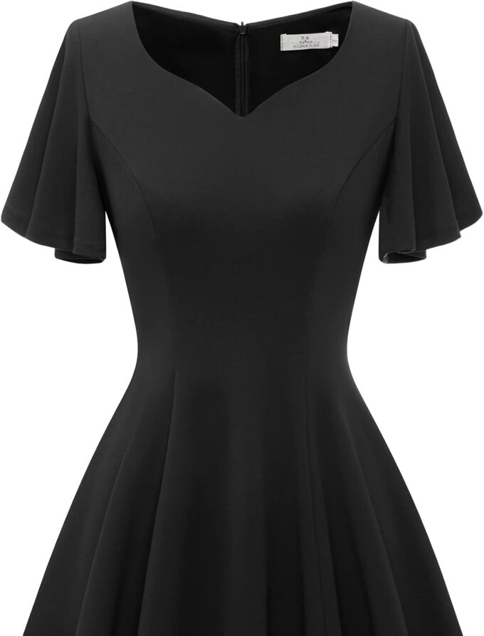 HomRain Wedding Guest Dresses for Women Vintage Short Sleeves Casual Fit and Flare Cocktail Formal Dress for Tea Party – Bild 4