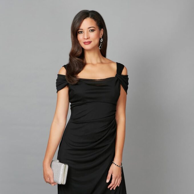 Alex Evenings Women's Long Cold Shoulder Dress, Mother of The Bride, Formal Events, (Petite and Regular Sizes) – Bild 4