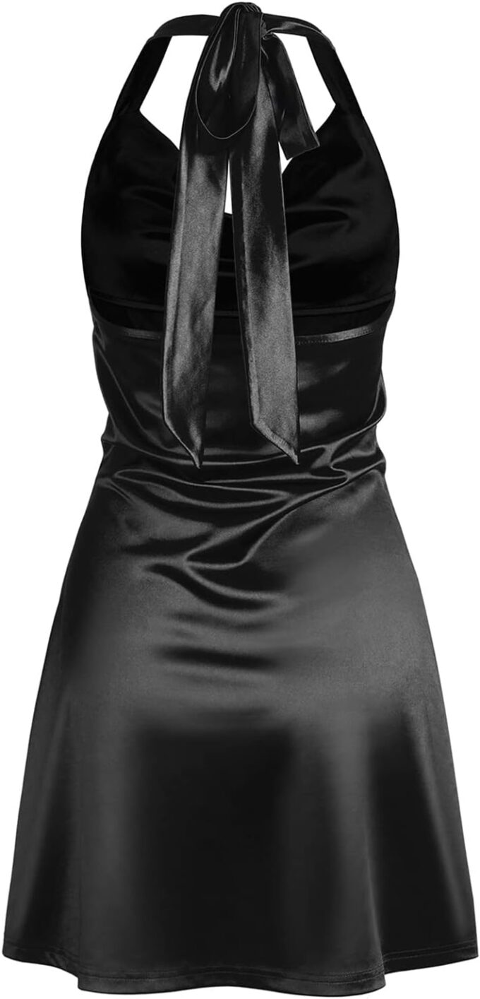 ZAFUL Women Halterneck Satin Mini Dress Sexy Cowl Neck Silky Party Cocktail Club Dress – Bild 2