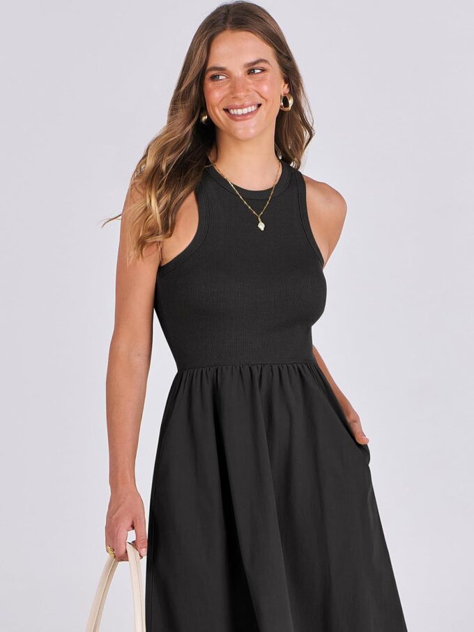 ANRABESS Womens 2025 Summer Casual Maxi Dress A line Tiered Flowy Short Sleeve Crewneck T Shirt Beach Travel Long Dresses – Bild 5