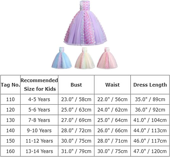 IBTOM CASTLE Blumenmädchenkleider Mädchen Ärmellos Regenbogen-Netz Prinzessin KleiderTüll Festzug Abschlussball Kinder 3D Schmetterling Ballkleid Hochzeit Brautkleid Abendkleid – Bild 6